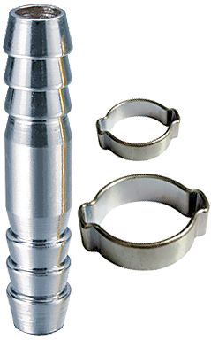 Переходник FUBAG 10мм елочка на елочку с 2- мя обжимными кольцами 10х15мм, блистер 1 шт