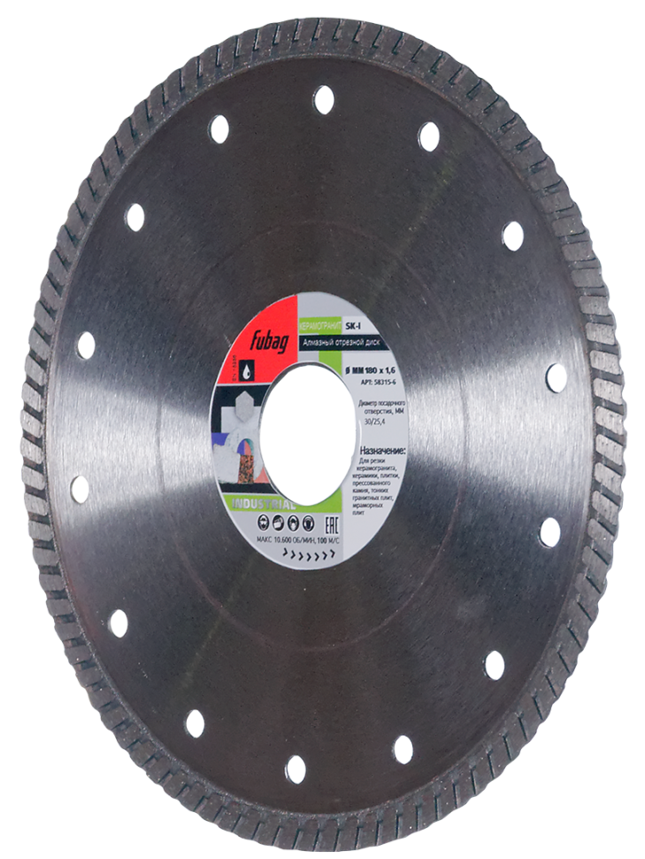 Алмазный отрезной диск FUBAG SK-I D180 мм/ 30-25.4 мм по керамике