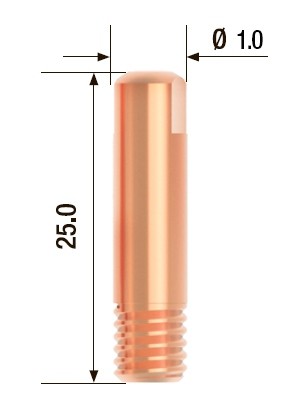 Контактный наконечник FUBAG M6х25 мм ECU D=1.0 мм (25 шт.)