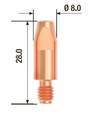 Контактный наконечник FUBAG M6х28 мм ECU D=0.9 мм (25 шт.)