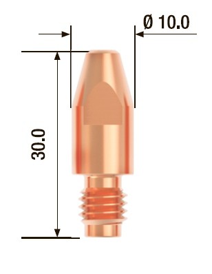 Контактный наконечник FUBAG M8х30 мм ECU D=0.8 мм (25 шт.)